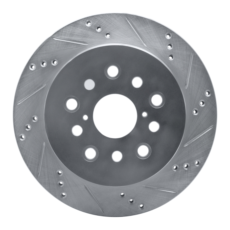 Lexus LS430 Brake Rotor (1) - Rear Right - R1 Concepts - Drilled & Slotted - Silver - `01-`06